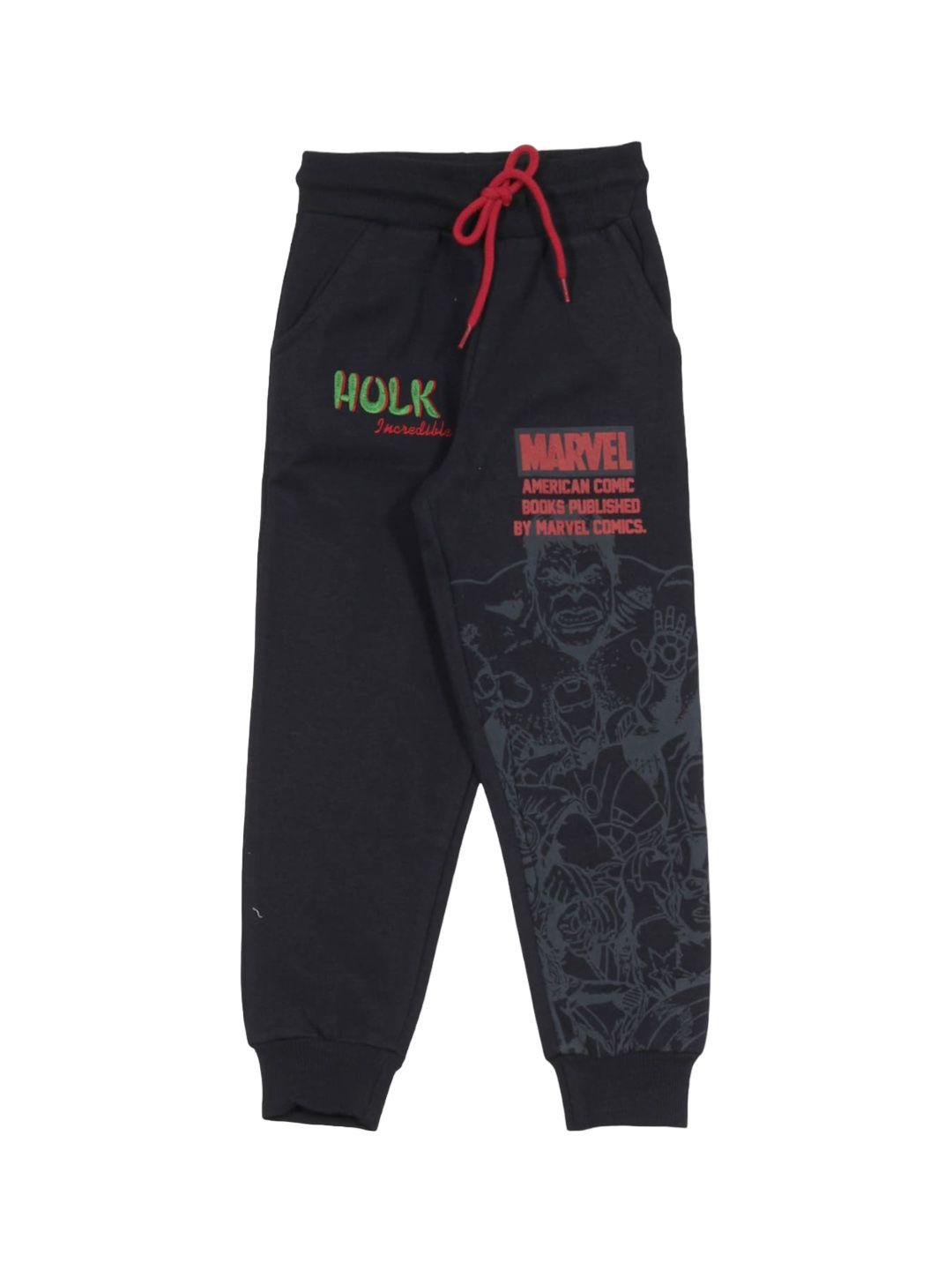 lil lollipop kids hulk printed mid-rise pure cotton straight fit joggers