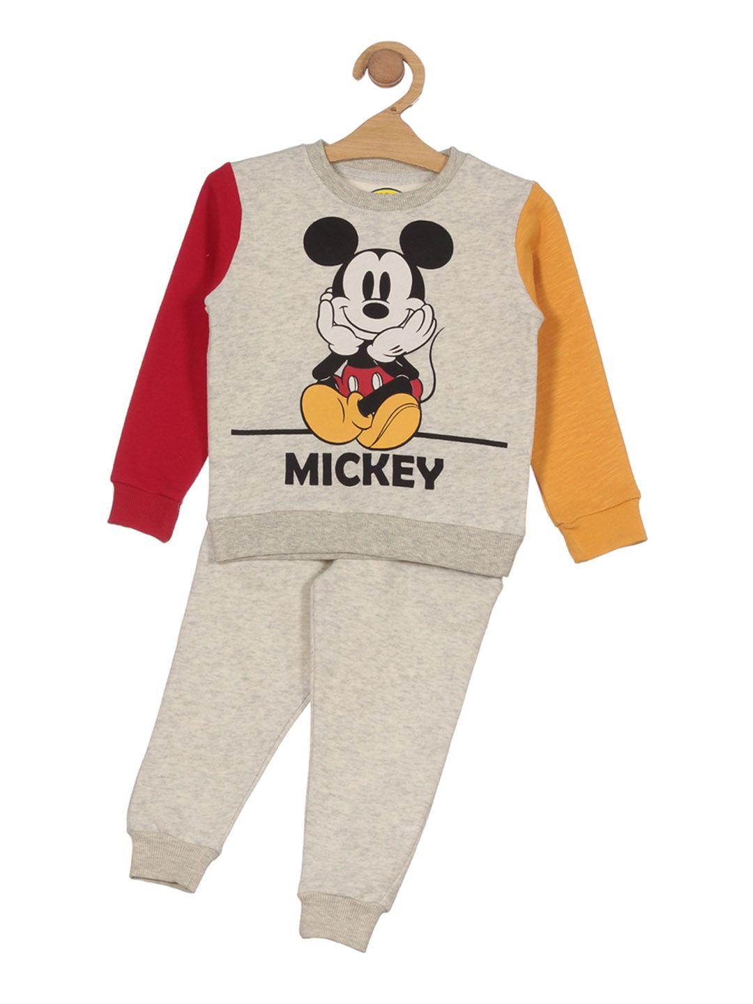 lil lollipop kids mickey mouse printed round neck long sleeve pure cotton tracksuit