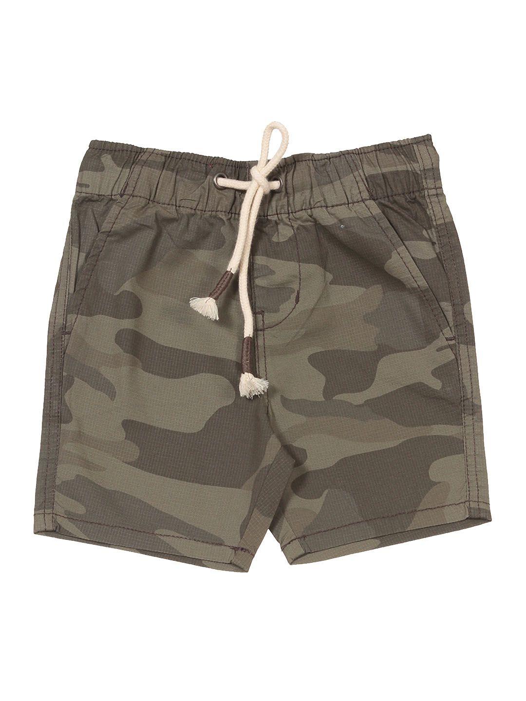 lil lollipop kids mid rise camouflage printed pure cotton shorts