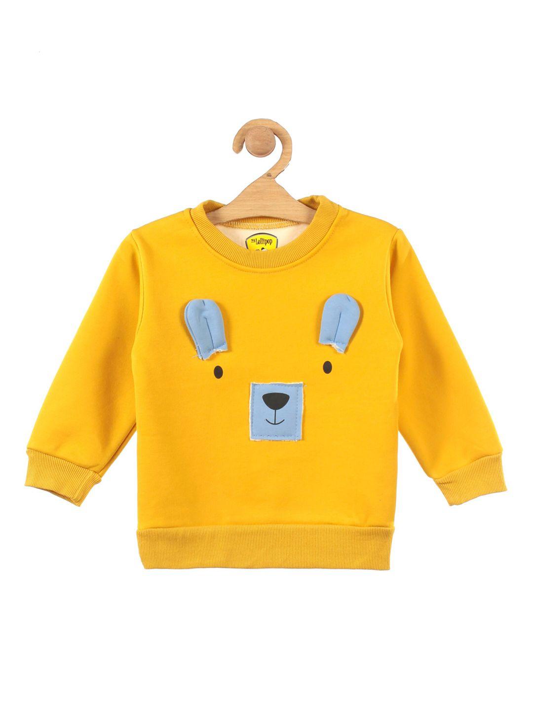 lil lollipop kids mustard bear fleece sweatshirt