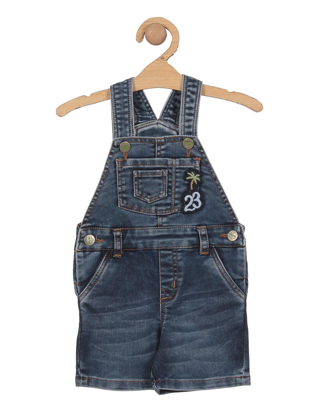 lil lollipop pure cotton distressed relaxed-fit dungaree