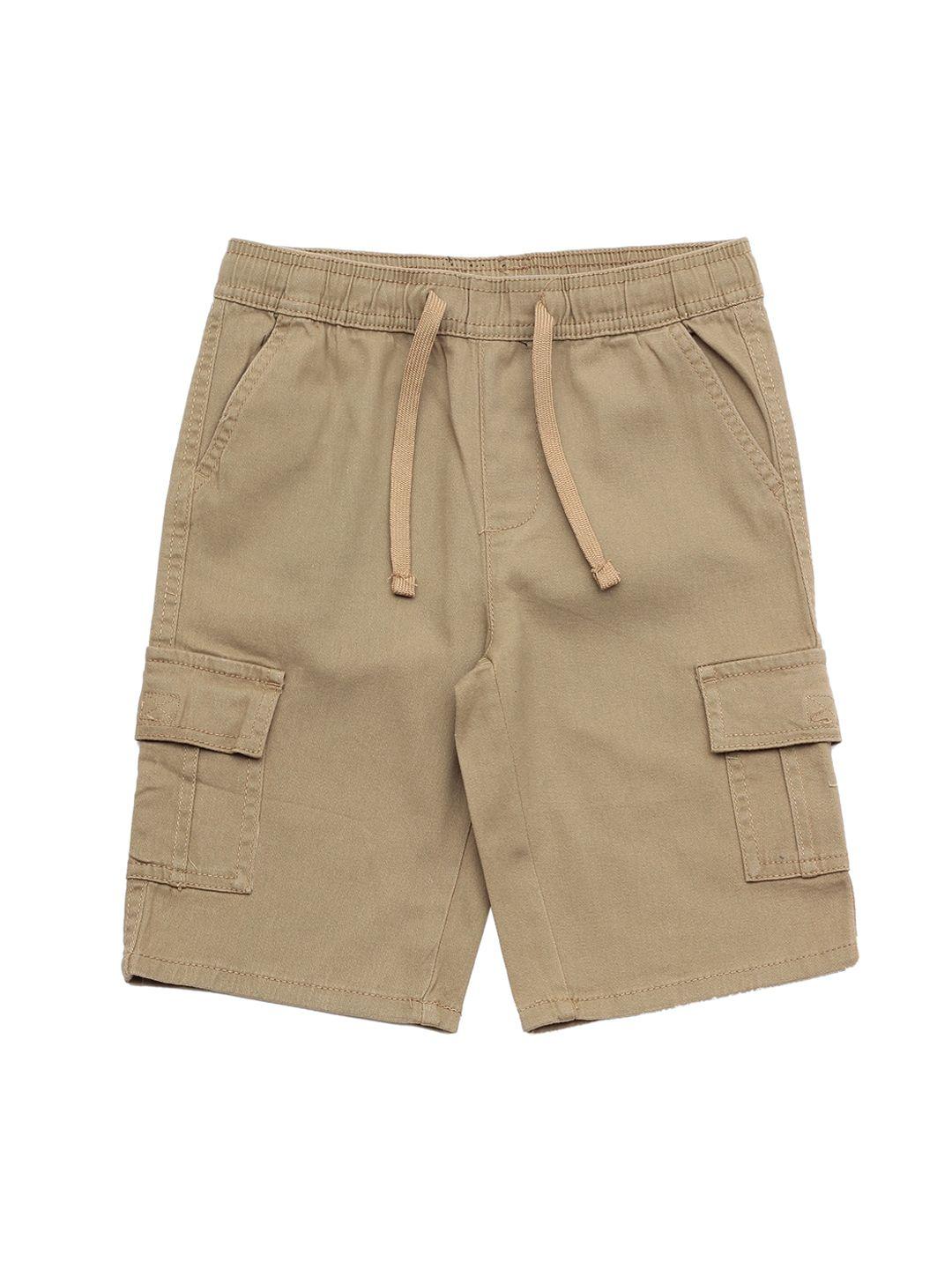 lil lollipop unisex kids beige pure cotton cargo shorts