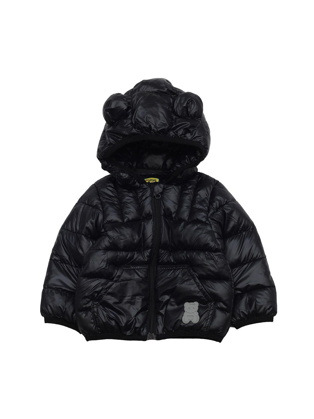 lil lollipop unisex kids black camouflage lightweight outdoor puffer jacket with embroidered