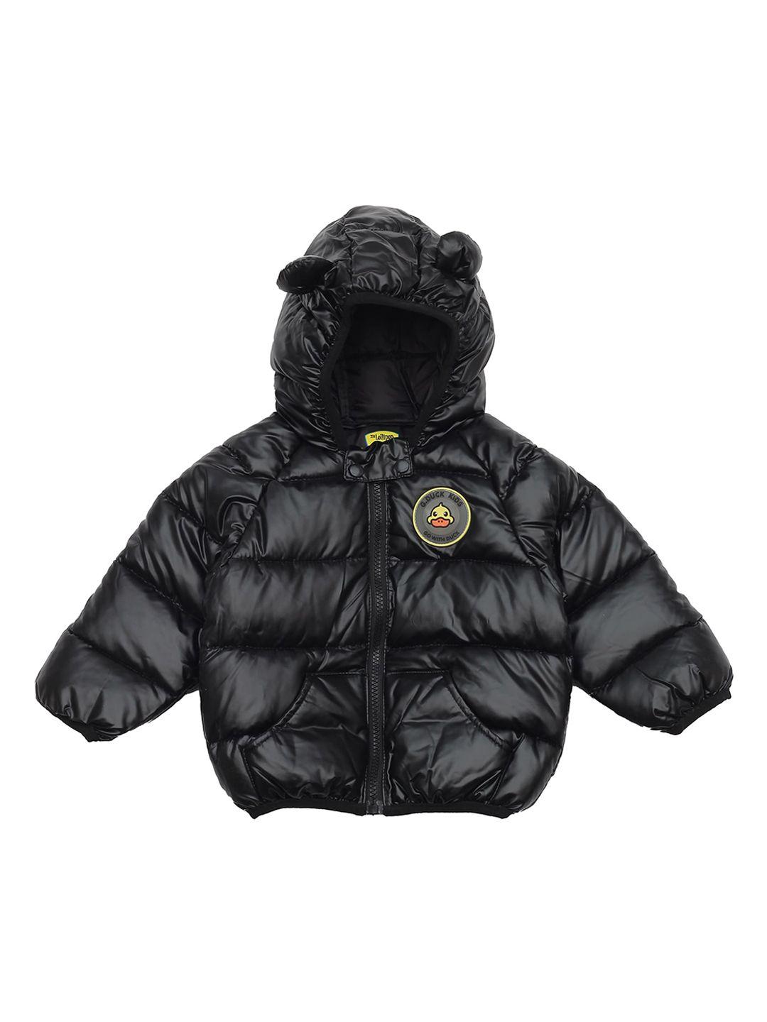lil lollipop unisex kids black lightweight outdoor puffer jacket with patchwork