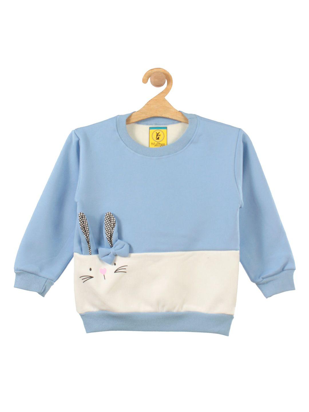 lil lollipop unisex kids blue colourblocked rabbit fleece sweatshirt
