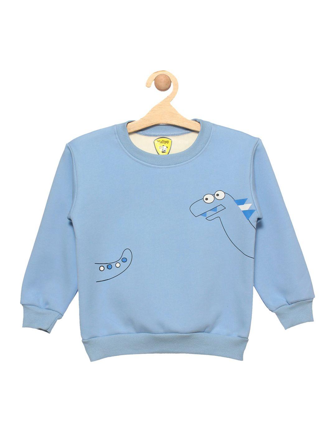 lil lollipop unisex kids blue dinosaur printed fleece sweatshirt