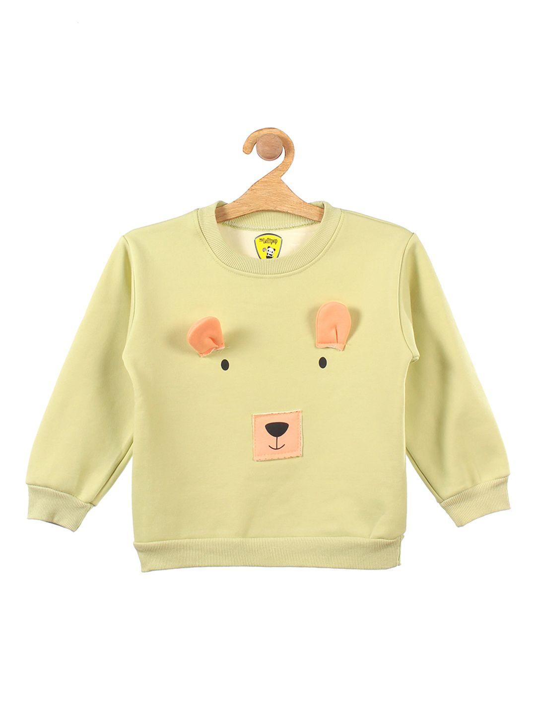 lil lollipop unisex kids green bear printed fleece sweatshirt