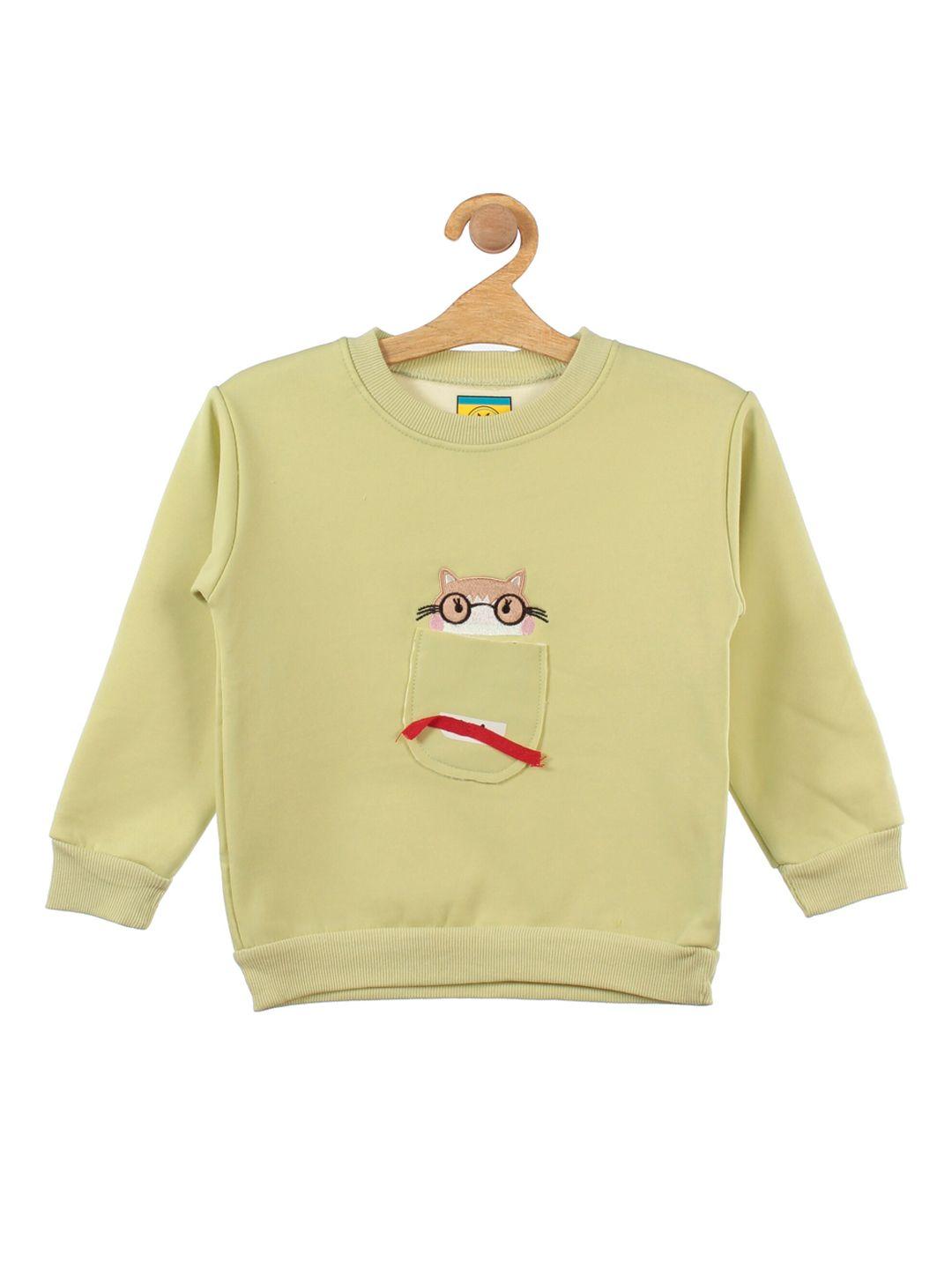 lil lollipop unisex kids green cat printed fleece sweatshirt