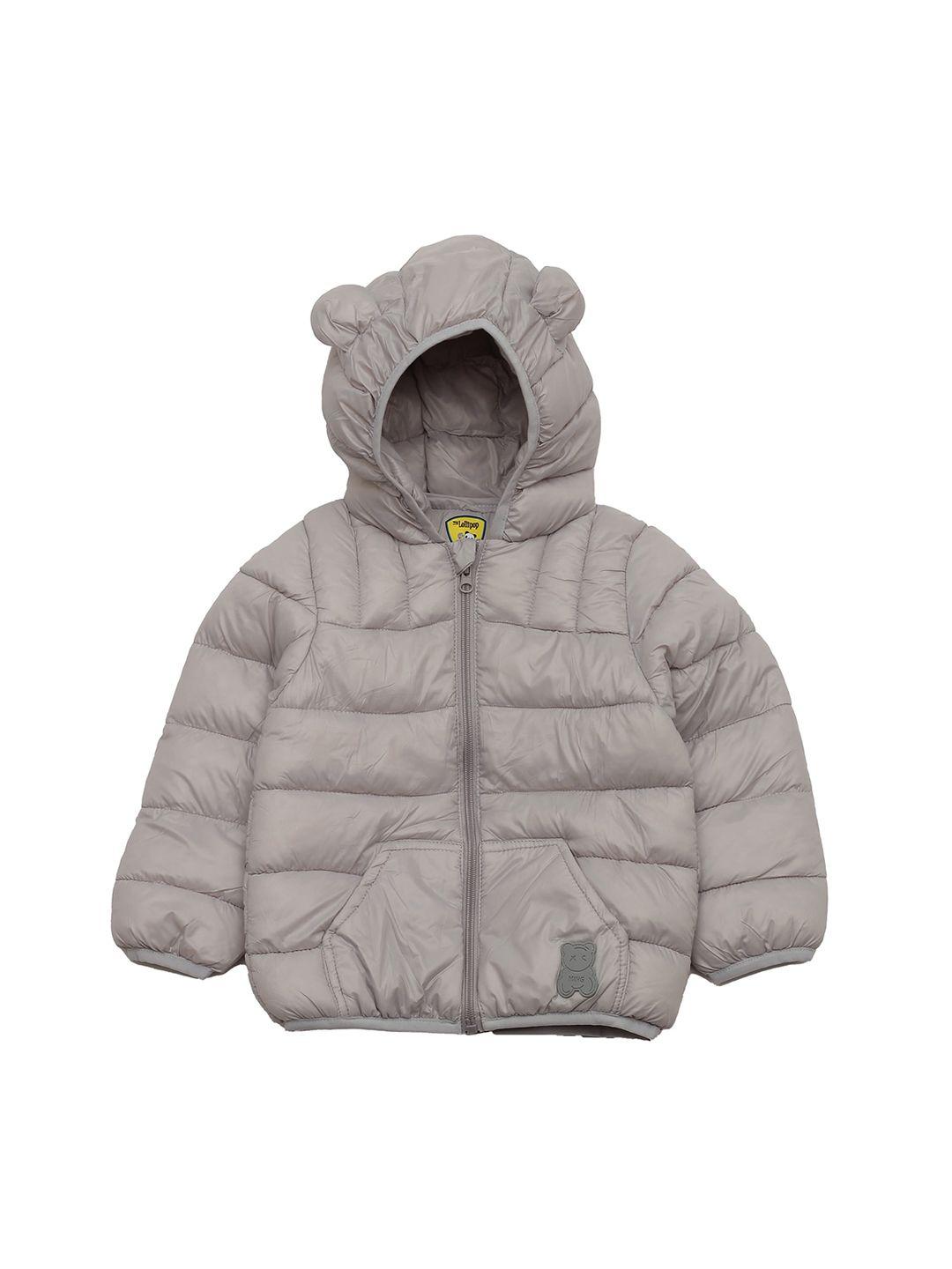 lil lollipop unisex kids grey lightweight outdoor puffer jacket with embroidered