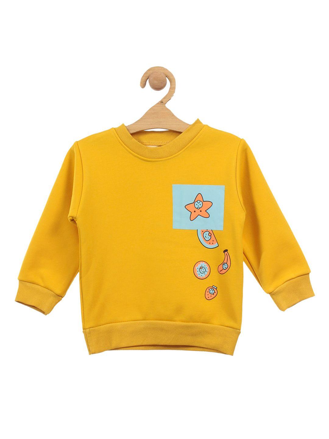 lil lollipop unisex kids mustard fruits printed fleece sweatshirt
