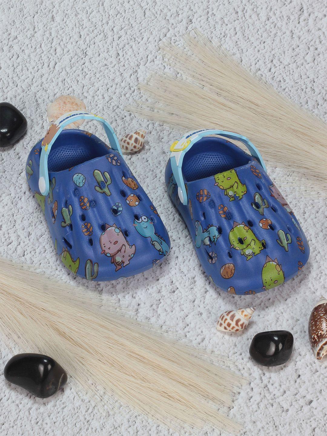 lil lollipop unisex kids navy blue & green printed rubber clogs