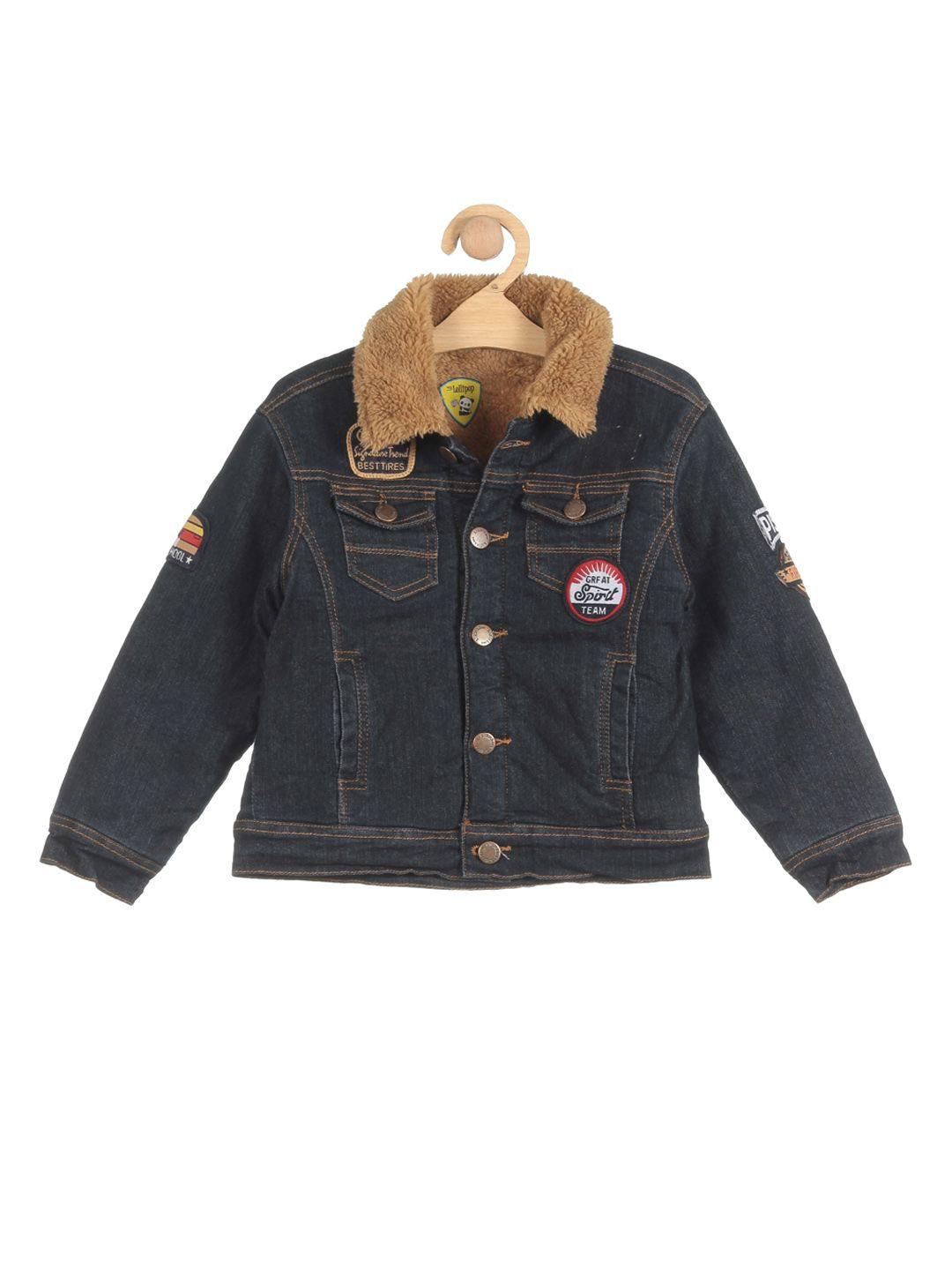 lil lollipop unisex kids navy blue lightweight crop denim jacket