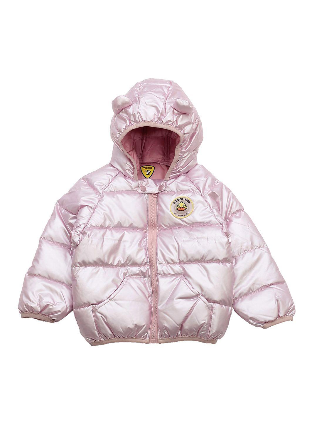 lil lollipop unisex kids pink lightweight outdoor puffer jacket with patchwork