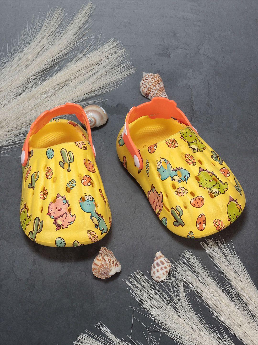 lil lollipop unisex kids yellow & green printed rubber clogs