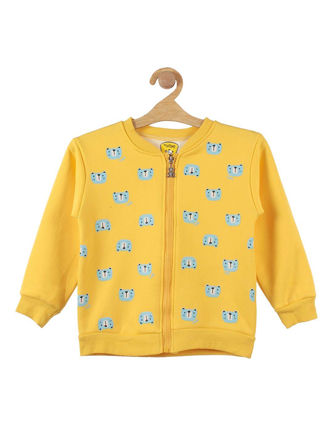 lil lollipop unisex kids yellow animal printed fleece sweatshirt