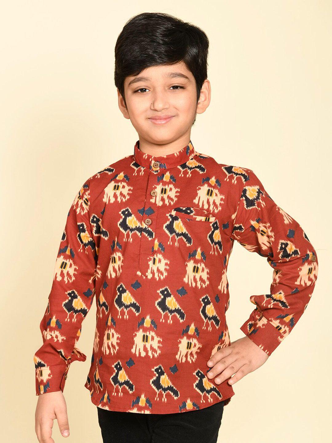 lil pitaara boys comfort conversational printed cotton casual shirt