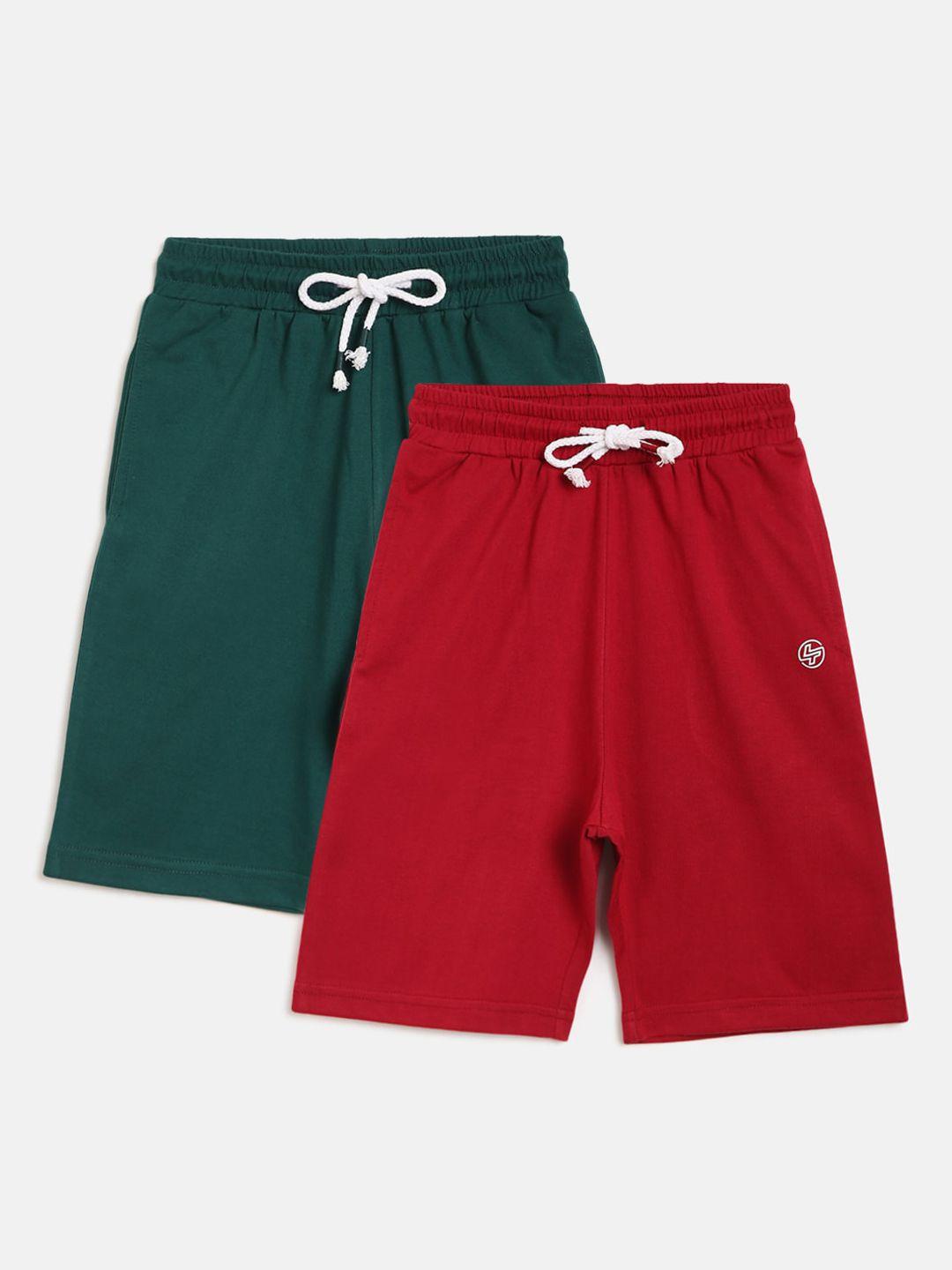 lil tomatoes boys pack of 2 solid regular fit bermuda shorts