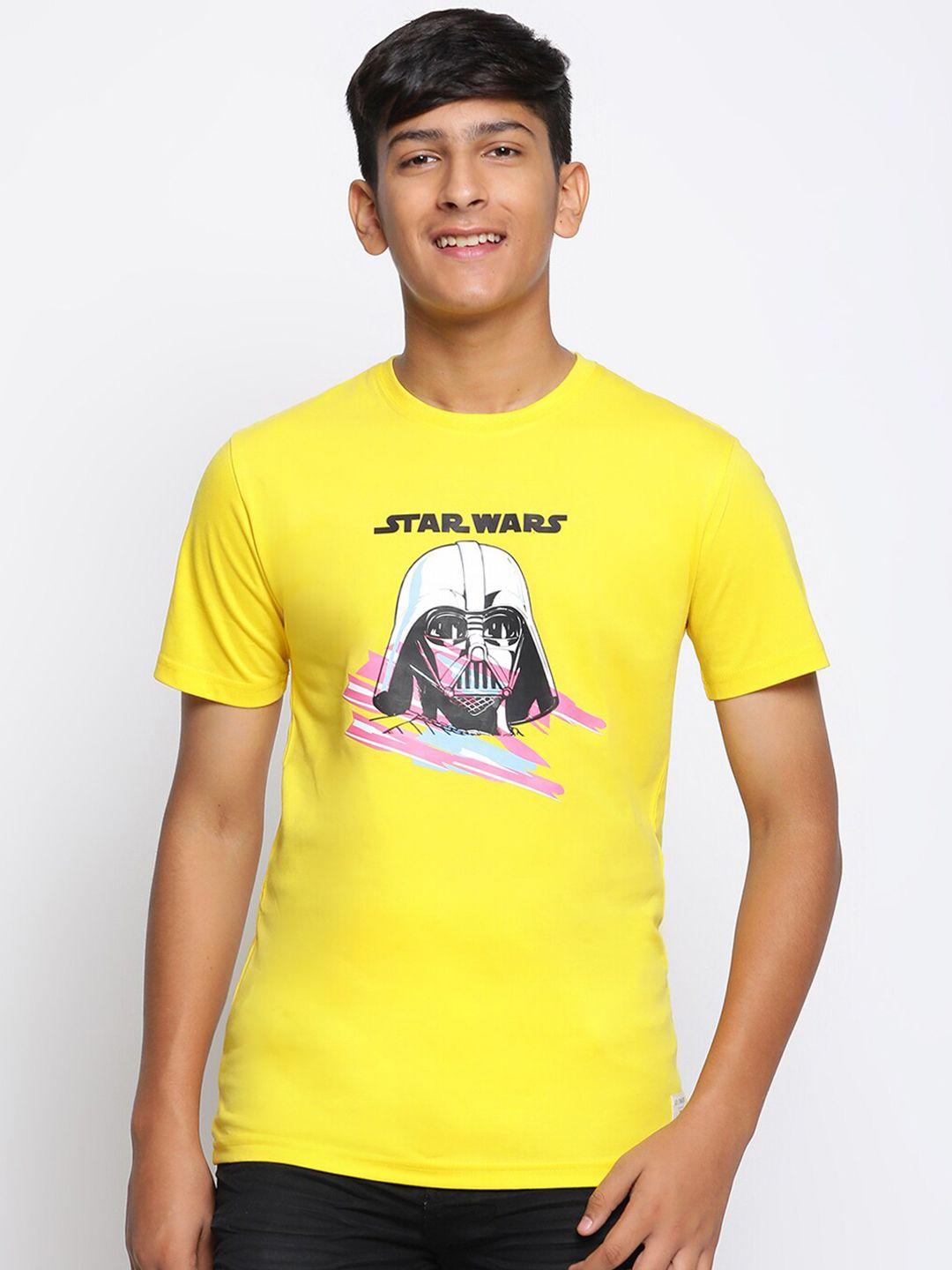 lil tomatoes boys yellow star wars printed t-shirt