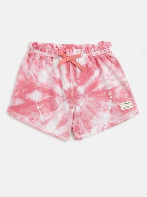 lil tomatoes kids pink cotton printed shorts