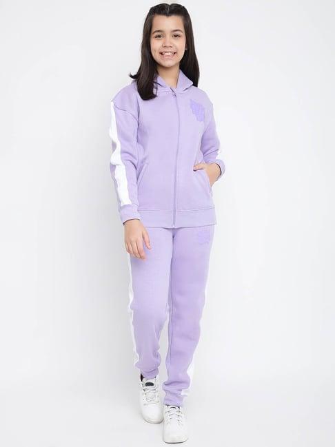 lil tomatoes kids purple solid full sleeves tracksuit