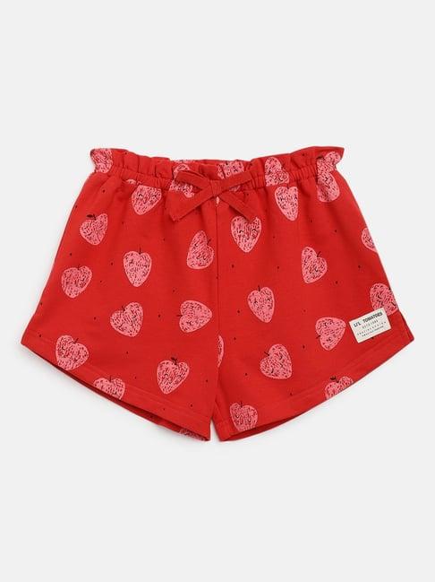 lil tomatoes kids red cotton printed shorts