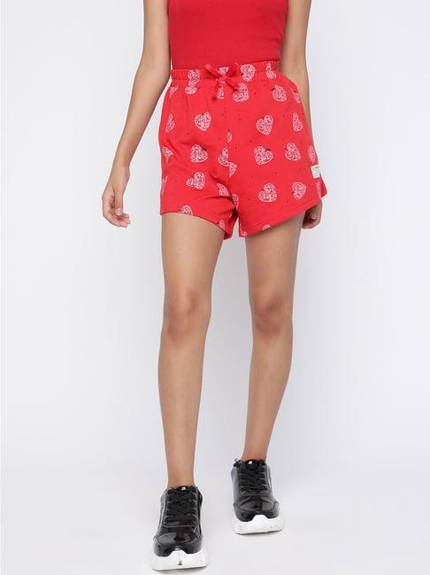 lil tomatoes kids red printed shorts
