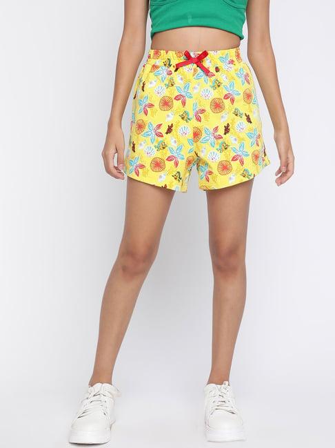 lil tomatoes kids yellow printed shorts