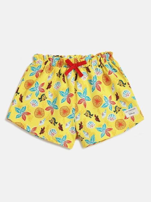 lil tomatoes kids yellow printed shorts