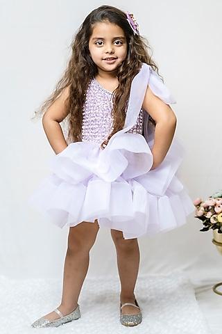 lilac embellished dress for girls