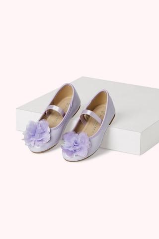 lilac floral bow casual girls ballerinas