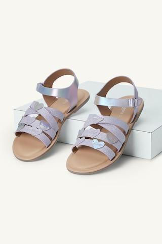 lilac glitter material casual girls sandals
