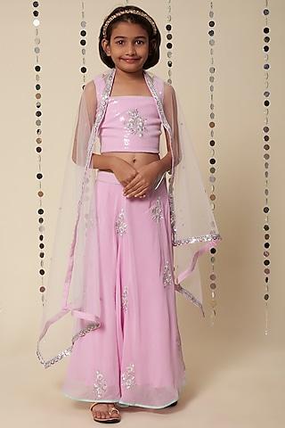 lilac lehenga set with embroidery for girls