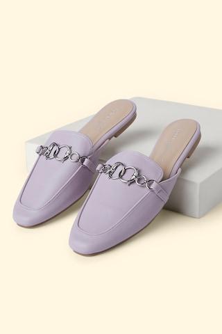 lilac metal trim casual women flat shoes