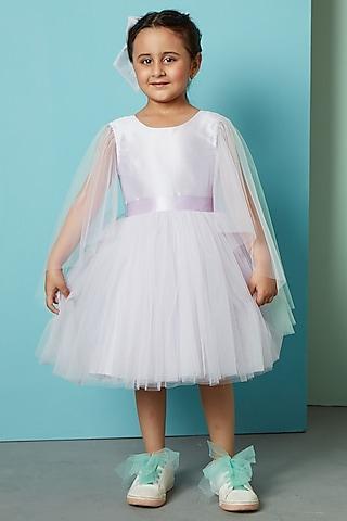 lilac net frilled bounce dress for girls