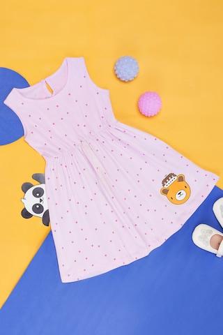 lilac print casual sleeveless crew neck baby comfort fit  dress