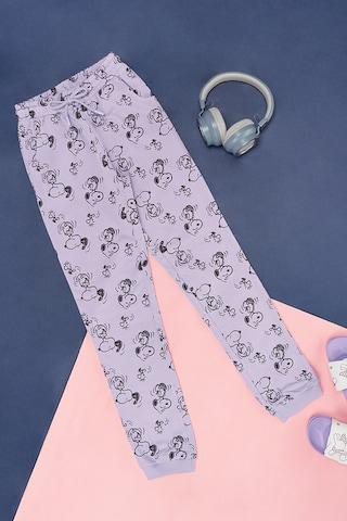 lilac print full length  casual girls regular fit  track pants