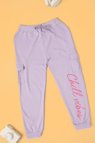 lilac print full length casual girls regular fit jogger pants