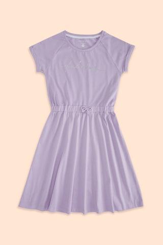 lilac printed casual short sleeves round neck girls regular fit frock