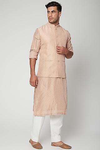 lilac printed jawahar jacket with kurta set