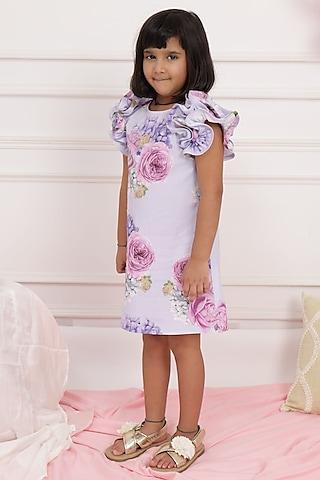 lilac printed shift dress for girls
