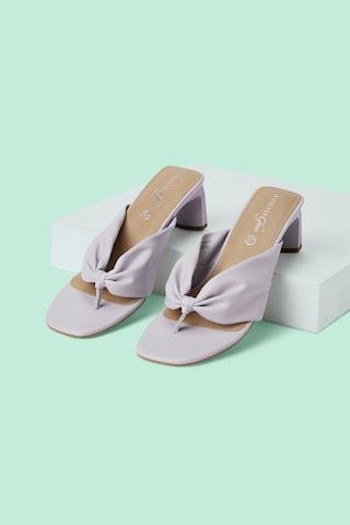 lilac ruffled casual women heel sandals