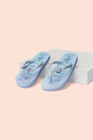 lilac slogan printeded casual girls flip flops