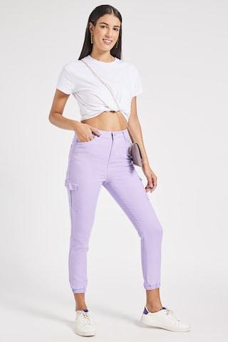 lilac solid ankle-length casual women regular fit jogger pants