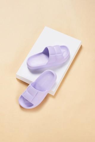 lilac solid casual women pool slide