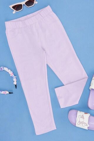 lilac solid cotton polyester spandex girls regular fit jeggings