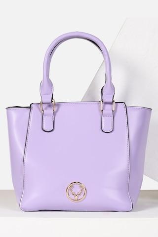 lilac solid formal polyurethane women shoulder bags