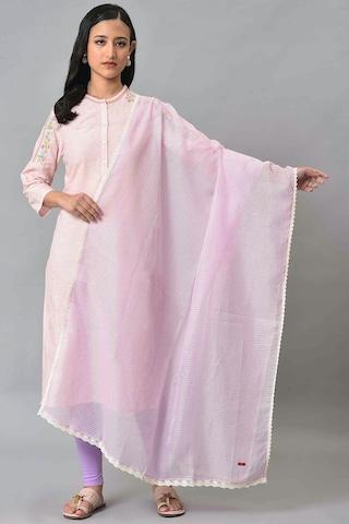 lilac solid polyester dupatta