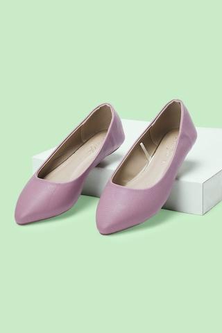 lilac textured casual women flat shoes