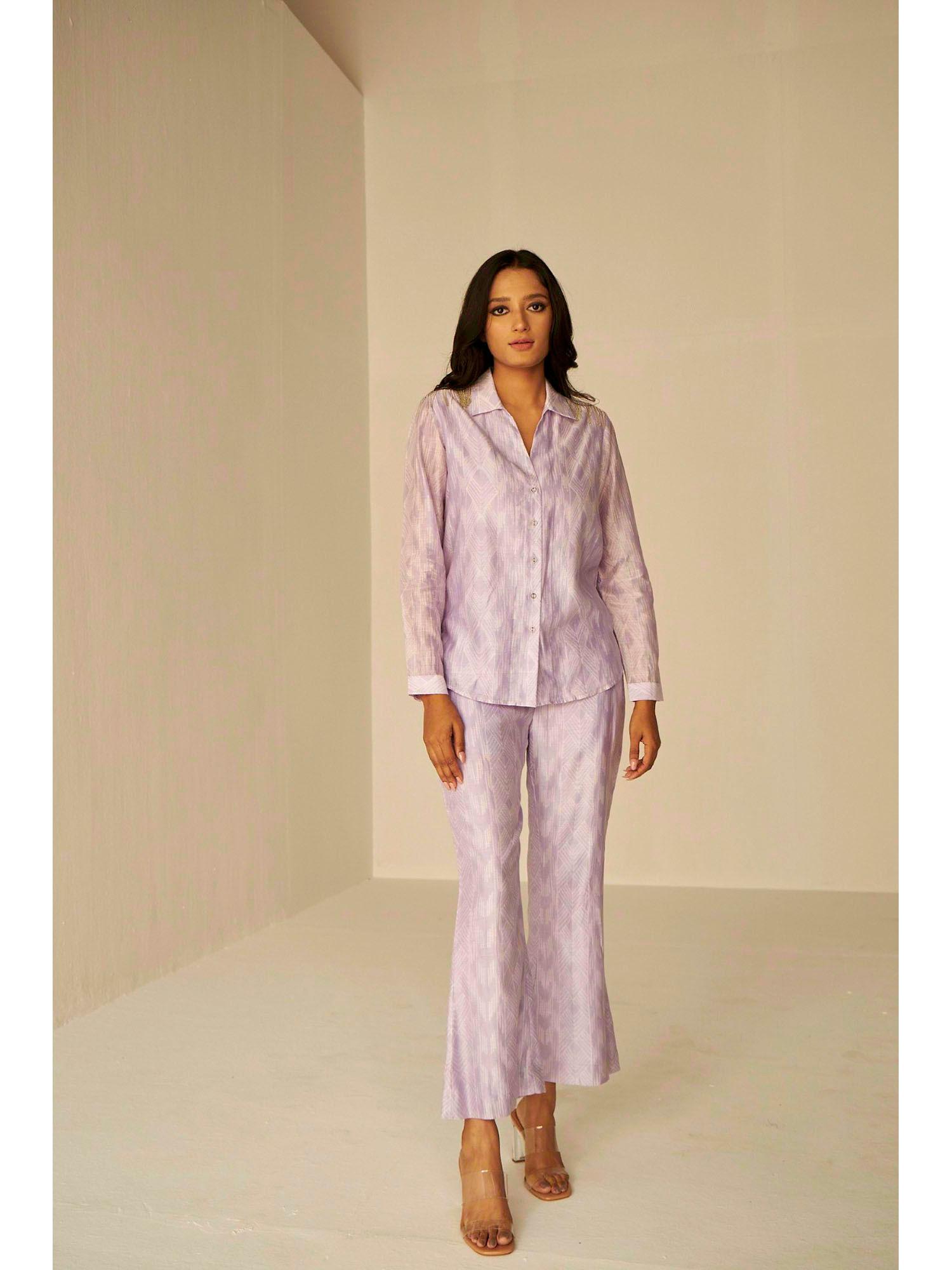 lilac- bliss shibori shirt and pants set (set of 2)