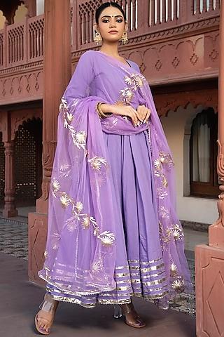 lilac anarkali set with gota patti work